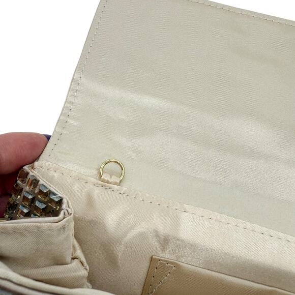 Badgley Mischka Maria Allover Crystal Envelope Clutch Gold Jeweled Evening Party - Picture 9 of 11